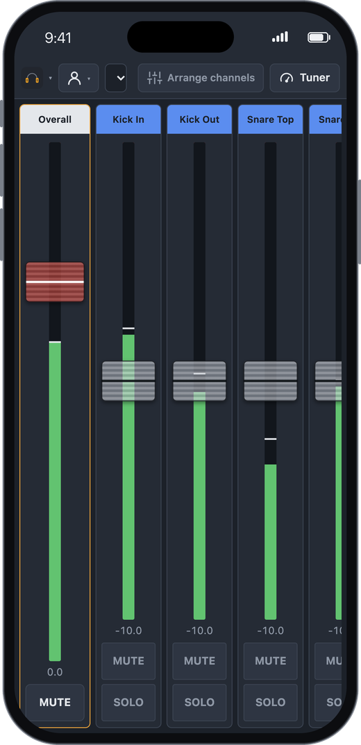 Monitor mix on an iPhone