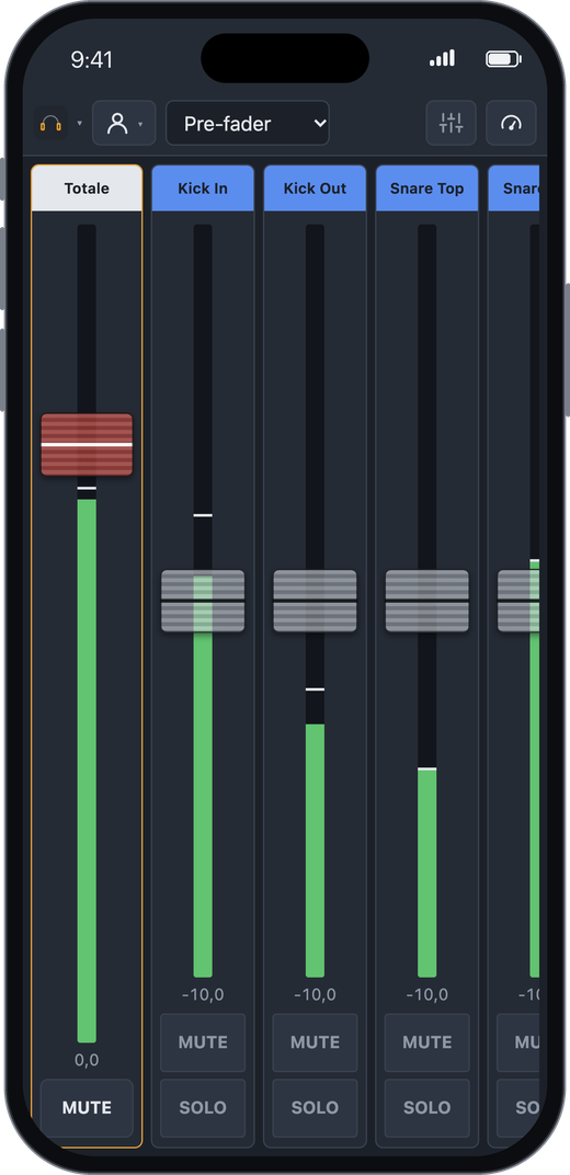 Mix monitor su un iPhone