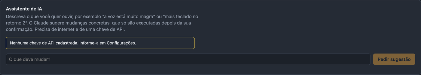 Aba Assistente de IA com campo de entrada